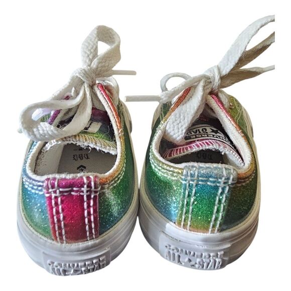 CONVERSE Low Rainbow Multicolor Sparkle Sneakers Toddler - Size 4 - Picture 4 of 6